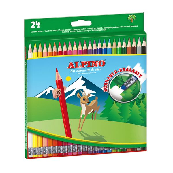 AL013658 estuche 24 lapices de colores borrables alpino al013658