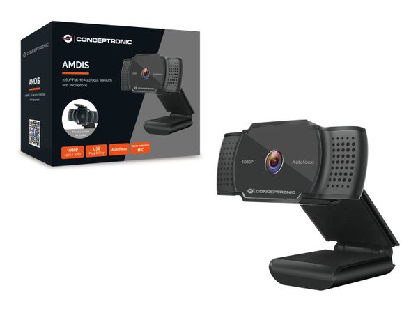 AMDIS06B webcam hd conceptronic amdis 2k interpolado usb 3.6mm autofocus 30 fps angulo vision 72a microfono integrado