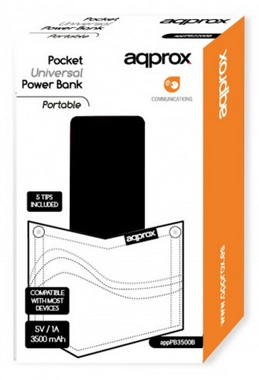 APPPB3500B bateria externa approx 3500 1ah 5 tips negra apppb3500b