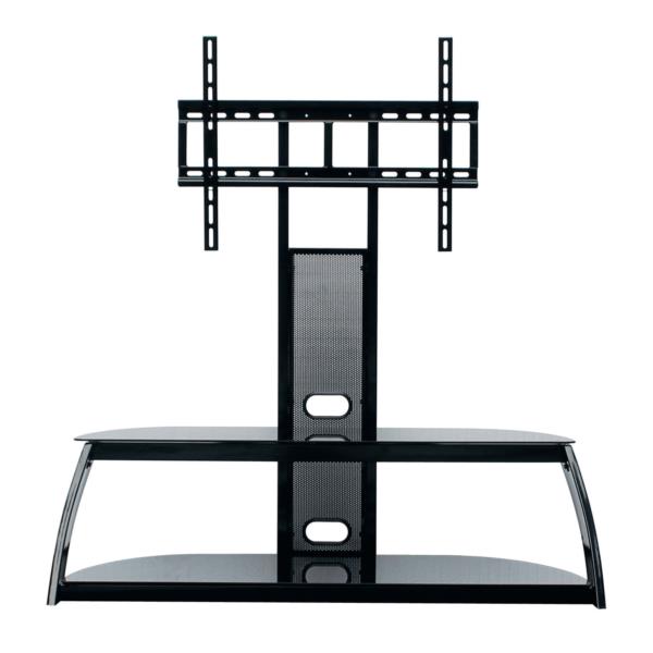 APPST07E mesa con soporte approx para tv de 30 63p baldas de cristal templado 5mm conjunto en color negro 1118x508x1372mm