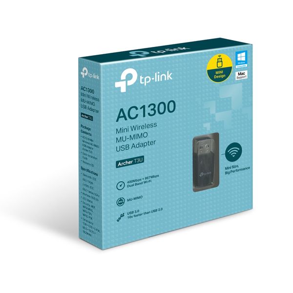 ARCHER_T3U usb wifi dualband tp link archer t3u tamano mini ac1300 400mb en 2.4ghz y 867mb en 5ghz usb3.0