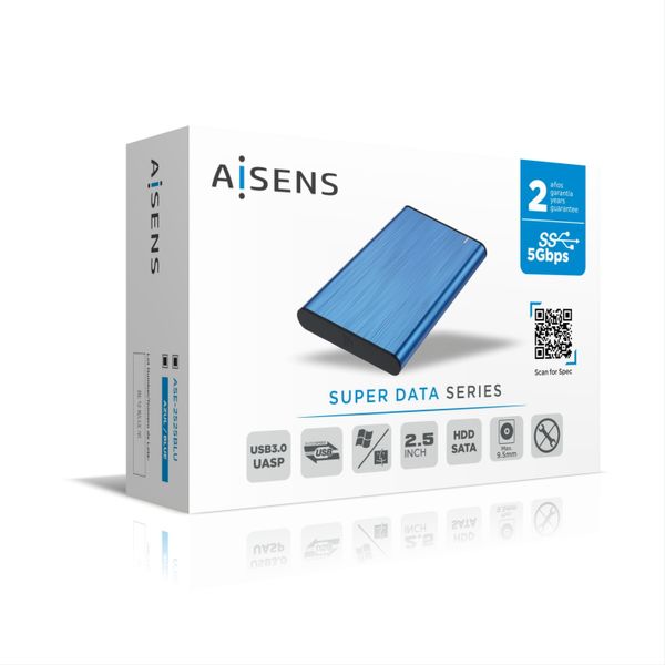 ASE-2525BLU aisens caja externa 2.5p ase 2525blu 9.5mm sata a usb 3.0 usb3.1 gen1. azul