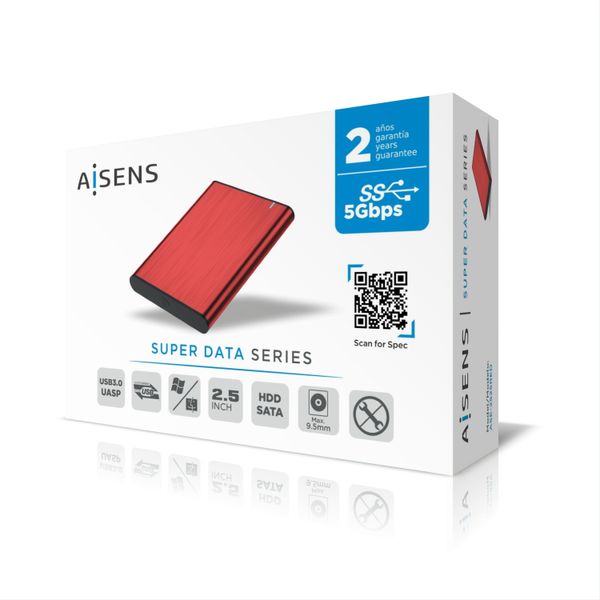ASE-2525RED aisens caja externa 2.5p ase 2525red 9.5mm sata a usb 3.0 usb3.1 gen1. rojo