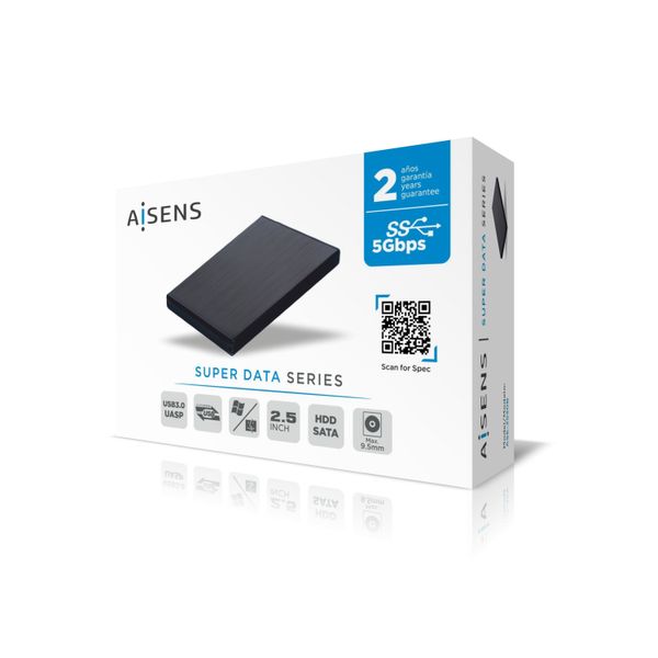 ASE-2530B caja 2.5 aisens usb 3.1 compatible con discos hasta 9.5mm incluye mini destornillador ase 2530b