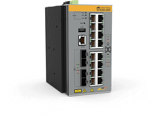 AT-IE340-20GP-80 l3 industrial ethernet switch 16x 10 100 1000 t poe 4x sfp ports