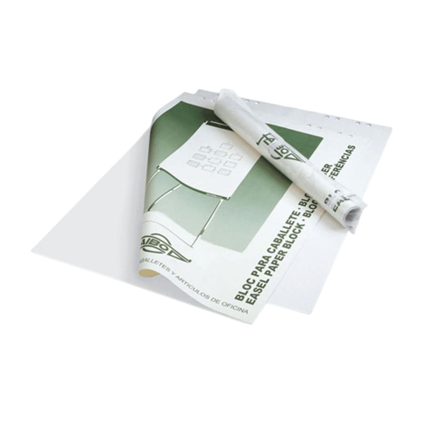 BLC-50B bloc papel para pizarra caballete en liso 50 hojas 70 gr. 90x65 cm. faibo blc 50b