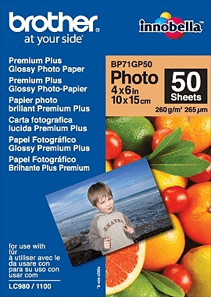 BP71GP50 papel brother glossy 10x15 260gr 50h