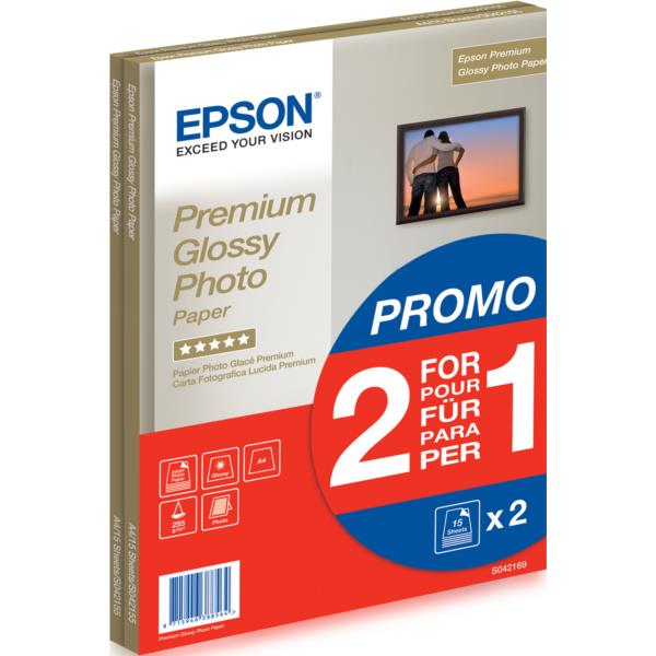 C13S042169 papel epson glossy a4 255 gr. 15h x 2
