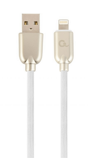 CC-USB2R-AMLM-2M-W cable de datos y carga gembird 8 pines de caucho premium. 2m. blanco