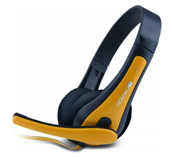 CNAUCHSC1BY canyon auriculares pc con microfono-enchufe combinado de 3.5 mm-almohadillas de cuero-cable2.0m-negro cns-chsc1b