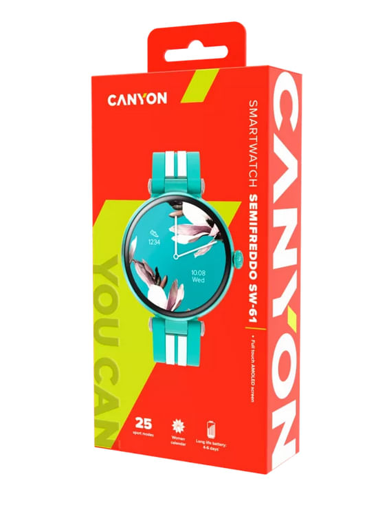 CNSWSW61BL canyon reloj inteligente semifreddo 1.19 amoled 390x390px 190mah verde blanco cns sw61bl