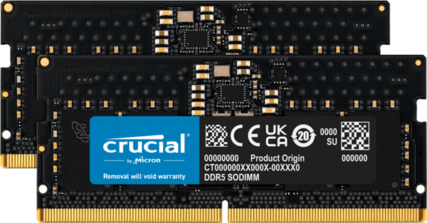 CT2K8G48C40S5 memoria ram portatil ddr5 16gb 4800mhz 2x8 cl40 crucial ct2k8g48c40s5