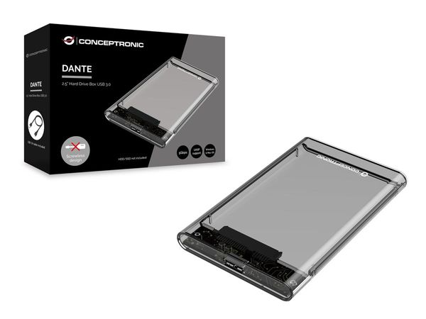 DANTE03T caja externa conceptronic hd usb 3.0 sata transparente sin tornillos dante03t