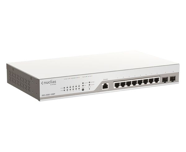 DBS-2000-10MP 10 port gigabit poe nuclias smart managed switch including 2x sfp ports with 1 year license