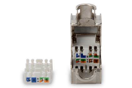 DN-93512 cat 5e keystone jack shielded rj45 to lsa tool free connection incl. cable tie silver