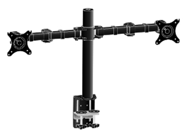 DS1002C-B1 iiyama flexible desk mount for dual monitor. desk mount with clamp. monitor size 10~30p. vesa 75x75 or 100x100mm. 10kg. ds1002c-b1