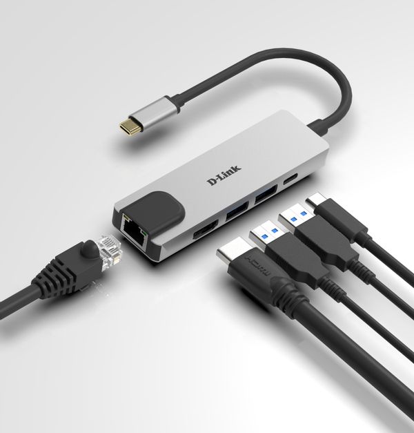 DUB-M520 5 in 1 usb c hub with hdmi ethernet and power delive ry