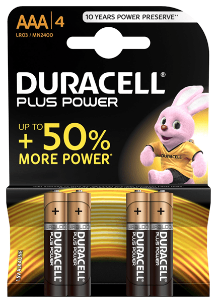 DURLR3P4B duracell pila alcalina plus power lr3 aaa pack 4