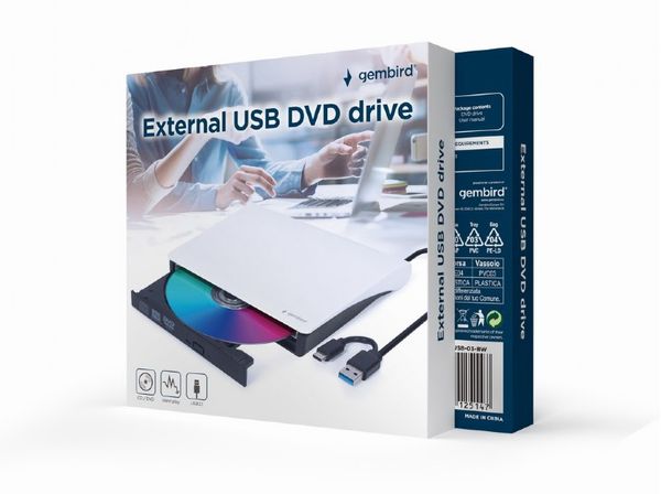 DVD-USB-03-BW unidad de dvd gembird usb externa plata