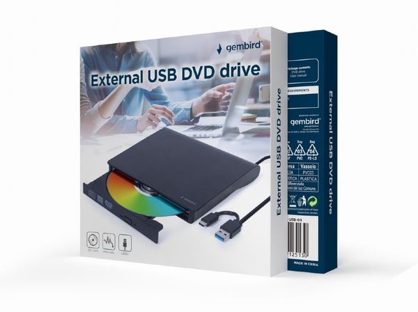 DVD-USB-03 unidad de dvd gembird usb externa negra