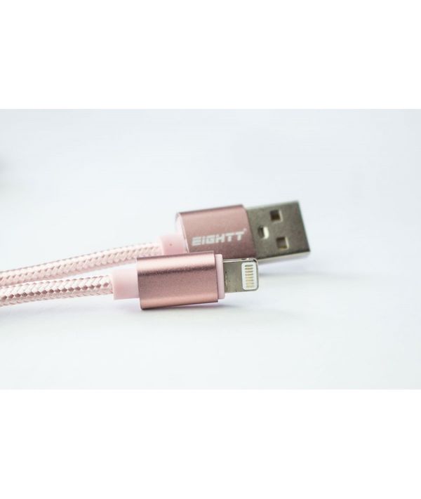 ECI-2P eightt cable usb a lightning 1m trenzado de nylon rosa. carcasa de aluminio