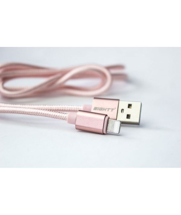 ECI-2P eightt cable usb a lightning 1m trenzado de nylon rosa. carcasa de aluminio