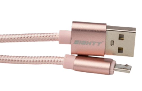 ECM-1P eightt cable usb a microusb 1mts trenzado de nylon rosa. carcasa de aluminio