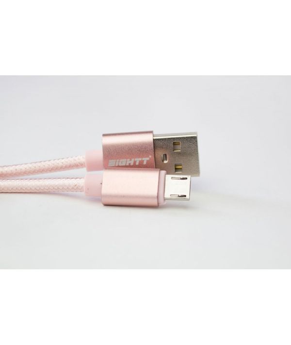 ECM-1P eightt cable usb a microusb 1mts trenzado de nylon rosa. carcasa de aluminio