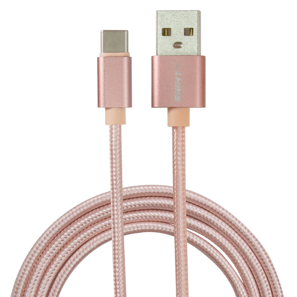 ECT-4P eightt cable usb a type c 1mts trenzado de nylon rosa. carcasa de aluminio