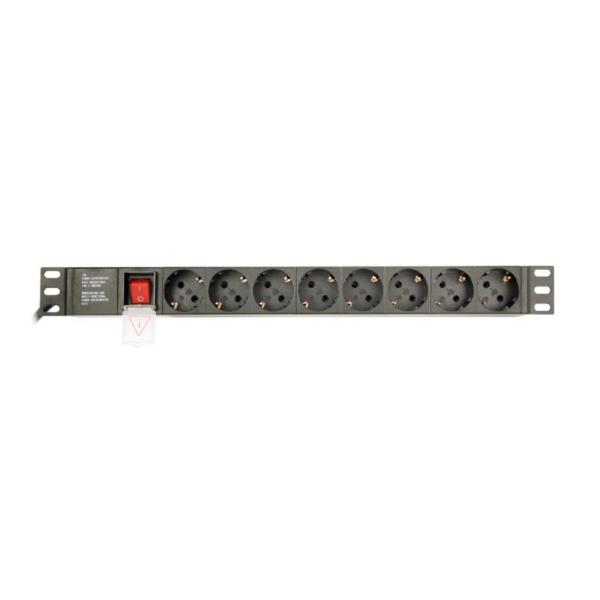 EG-PDU-014 regleta rack gembird 1u 16a 8 tomas negro 3 m con interruptor