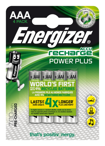 EGHR03/B4 pila recargable energizer power plus hr03 700mah aaa pack 4