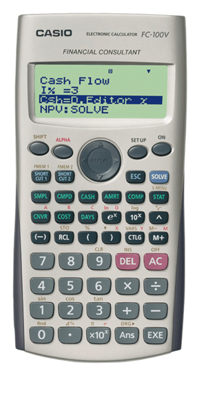 FC-100V calculadora casio fc-100v financiera 4 lineas 10-2 digitos almacenamiento flash calculo de ganancias con tapa