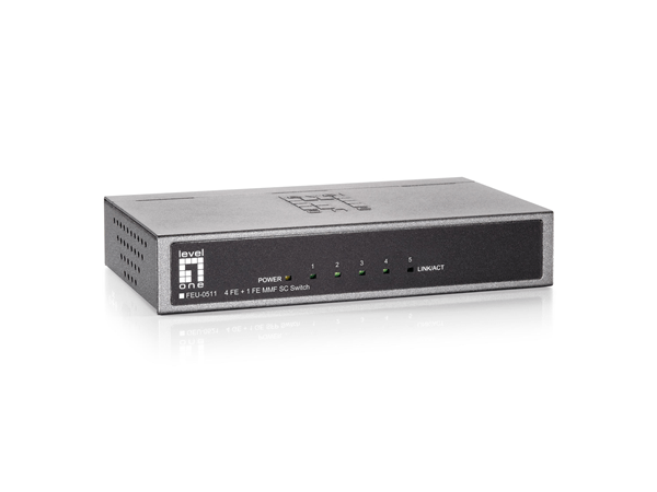 FEU-0511 switch level one no gestion 4 puertos 10-100-1 puerto fibra sc 100basefx multimodo hasta 2km