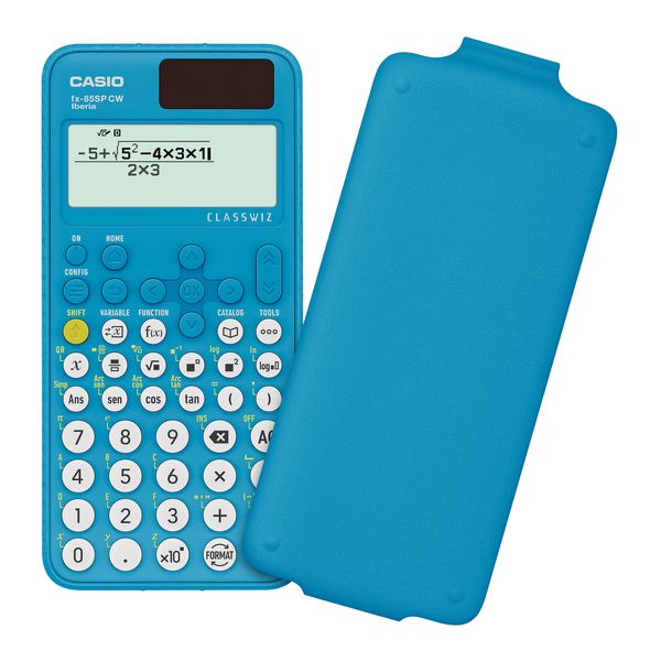 FX-85SPCW-BU-W calculadora casio fx 85sp cw iberia solar cientifica 300 funciones 9 memorias 15 10 2 digitos 16 mb flash con tapa