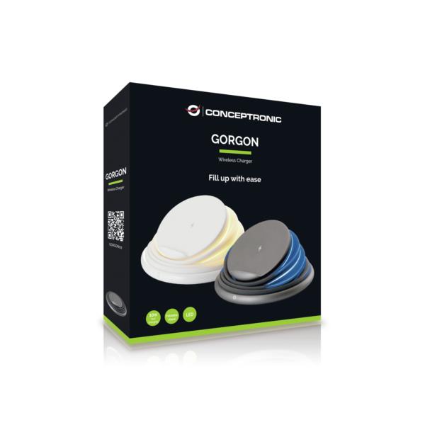 GORGON02W cargador inhalambrico conceptronic gorgon02w qi 10w soporte plegable de silicio color blanco