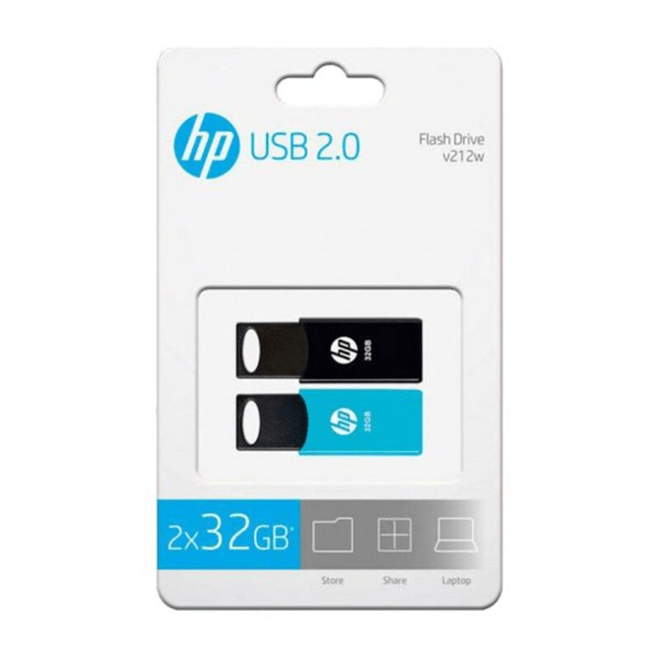 HPFD212-32-TWIN pendrive hp 32gb usb2.0 v212 twin negro azul pack 2 unidades