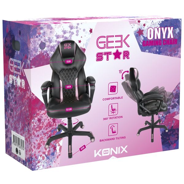 KON_CHAIR_GK_STAR silla gamer konix geek star onyx gran comodidad y ergonomia inclinacion hasta 15 color negro y lila kon chair gk star
