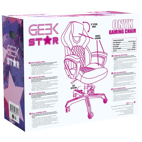 KON_CHAIR_GK_STAR silla gamer konix geek star onyx gran comodidad y ergonomia inclinacion hasta 15 color negro y lila kon chair gk star