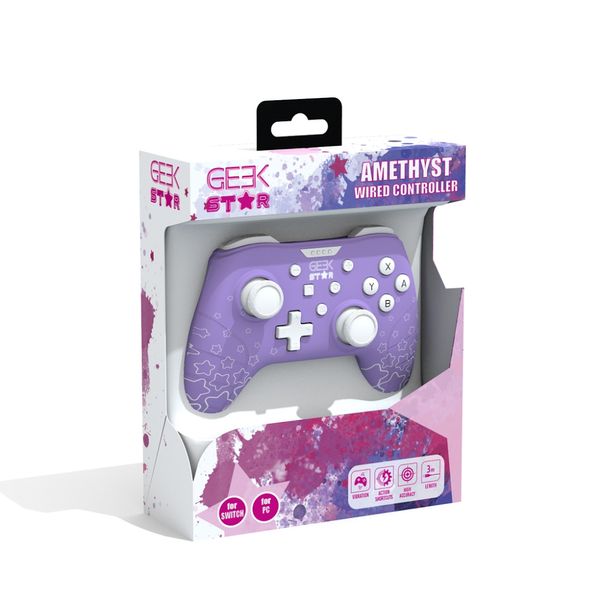 KX-GS-SW-PAD-AME gamepad konix geek girl amethyst cable 3m compatible con pc y switch color lila kx gs sw pad ame