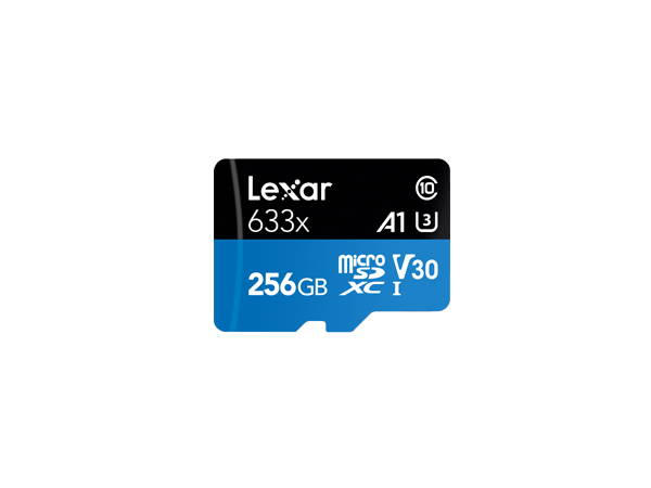 LSDMI256BB633A lexar 256gb high-performance 633x microsdxc uhs-i with sd adapter. up to 100mb-s read 45mb-s write c10 a1 v30 u3
