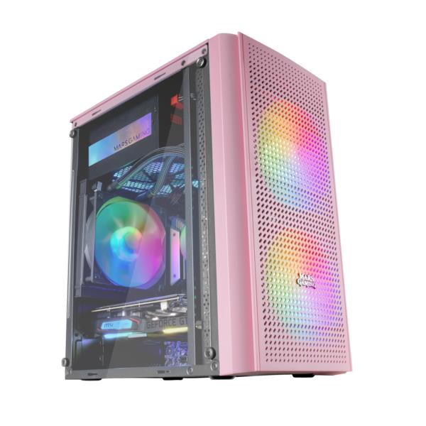 MC300P caja mars gaming mc300p caja pc micro atx cristal templado 3xventilador frgb rosargb rosa
