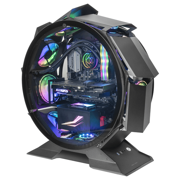 MCORB caja microatx mars gaming mcorb black diseo esferico extremo premium doble ventana de cristal te