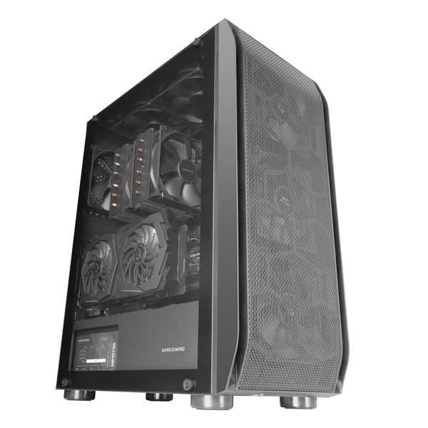 MCPRO2 caja mars gaming mc pro2 torre profesional e atx sistema cpu freezer 5 ventiladores ultra silenciosos y frontal metal mesh negro negro