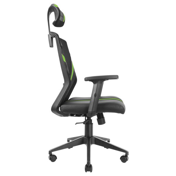 MGCERGOBG silla ergonomica mars gaming mgc ergo negra con detalles en verde respaldo en malla transpirable ajuste lumbar cervical reposabrazos