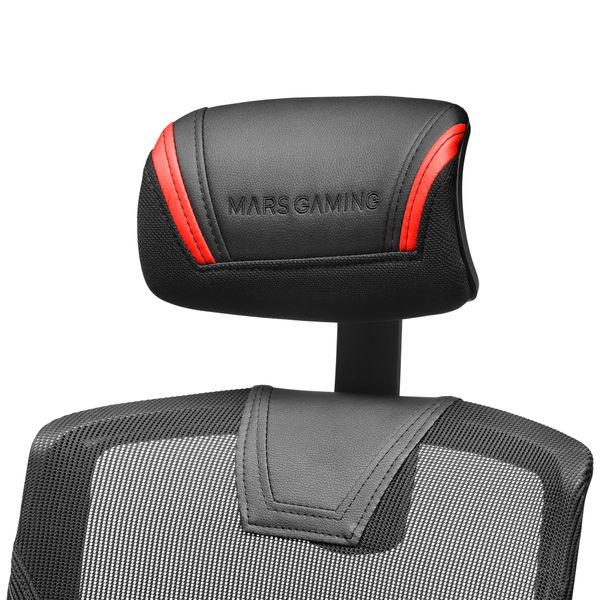 MGCERGOBR silla ergonomica mars gaming mgc ergo negra con detalles en rojo respaldo en malla transpirable ajuste lumbar cervical reposabrazos