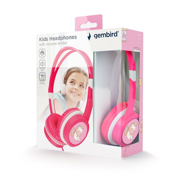 MHP-JR-PK auriculares para ninos gembird control de volumen rosa