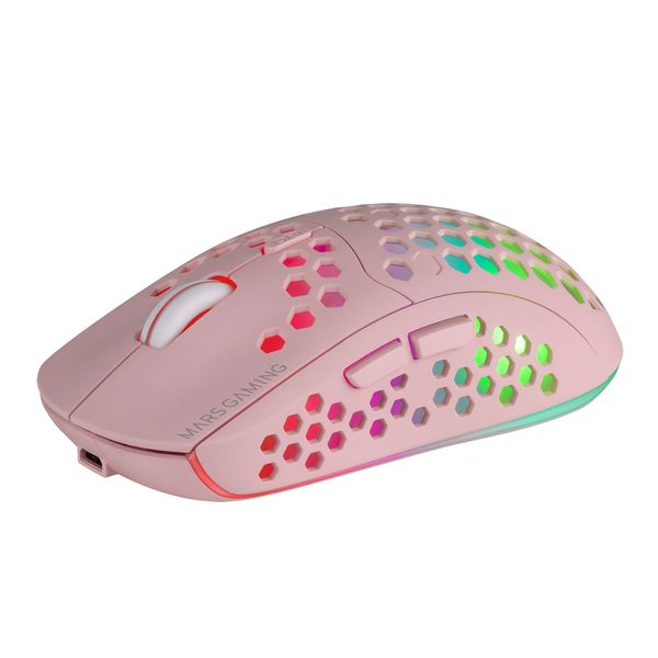 MMW3P mouse inalambrico mars gaming mmw3 pink usb 2.4g bateria recargable 3200dpi ultraligero hive iluminacion rgb flow