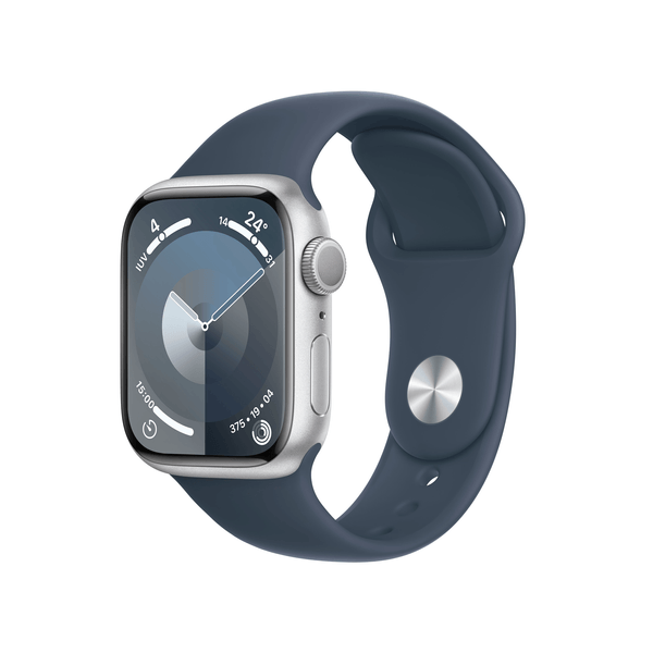 MR913QL/A apple watch series 9 gps 41mm silver aluminium case with storm blue sport band-m-l