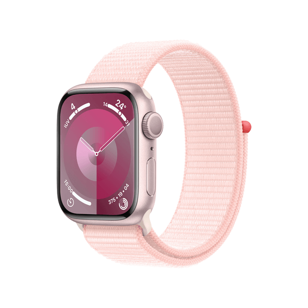 MR953QL_A apple watch series 9 gps 41mm pink aluminium case with light pink sport loop