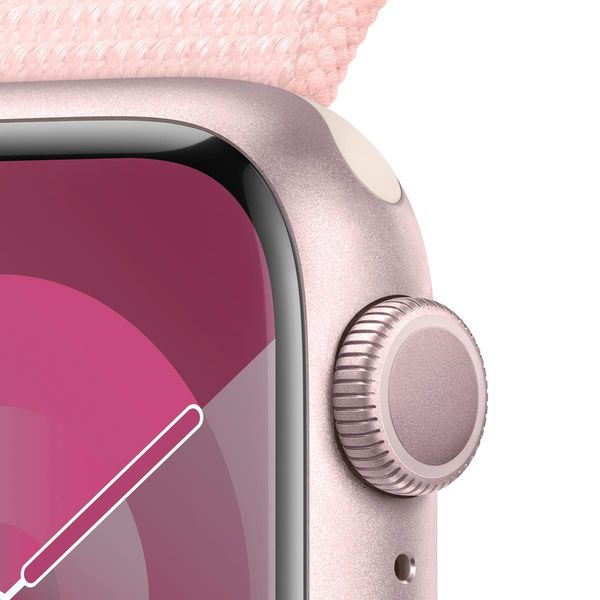 MR953QL_A apple watch series 9 gps 41mm pink aluminium case with light pink sport loop